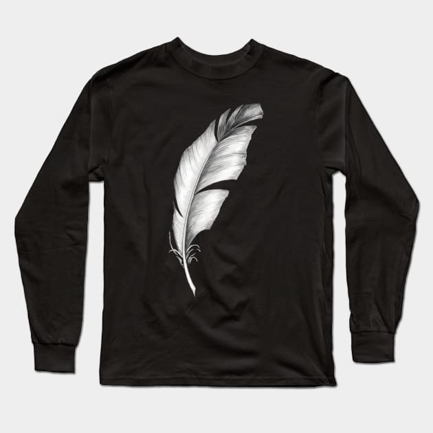 White feather Long Sleeve T-Shirt by Anilia